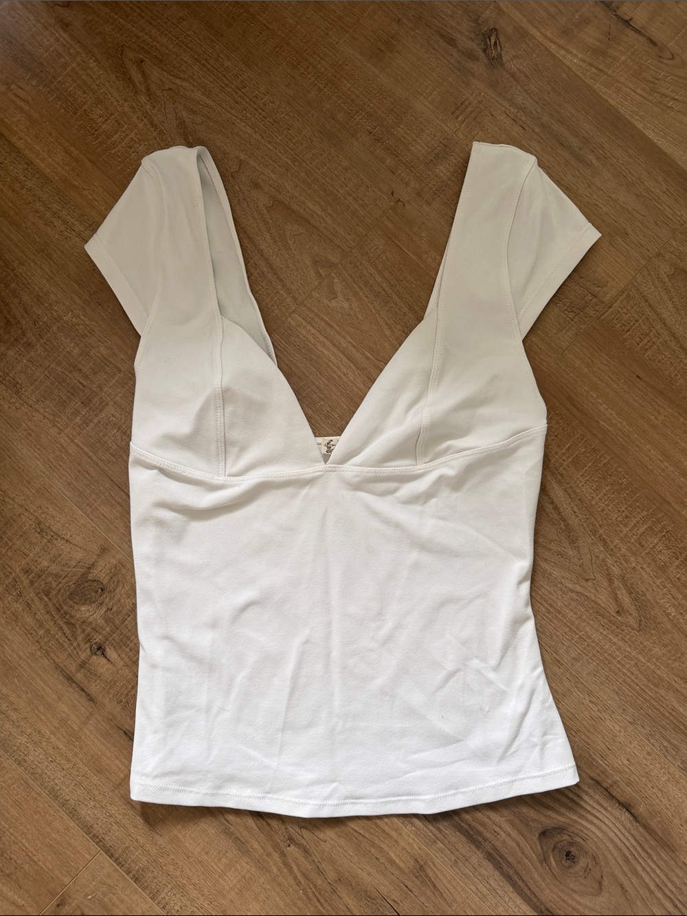 Free People White V-Neck Fitted Tank